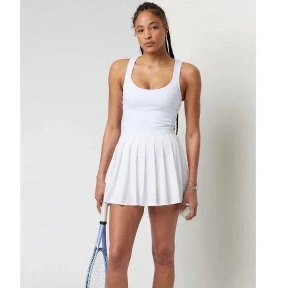 VUORI Set Mini Dress XS White Pleated Skirt Tennis Active Pickleball Golf VW611 - Picture 2 of 13